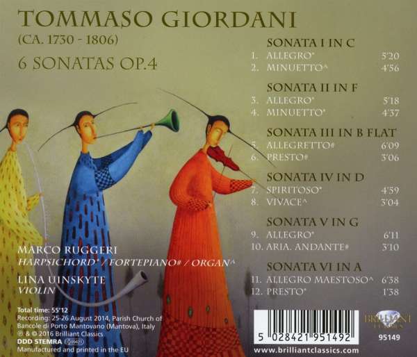 Giordani: 6 Sonatas Op.4 - slide-1