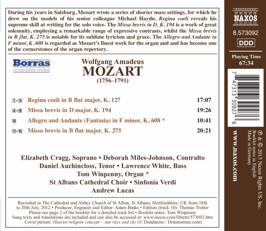 Mozart: Missa Brevis K. 194, Missa brevis K. 275, Regina coeli K. 127 - slide-1