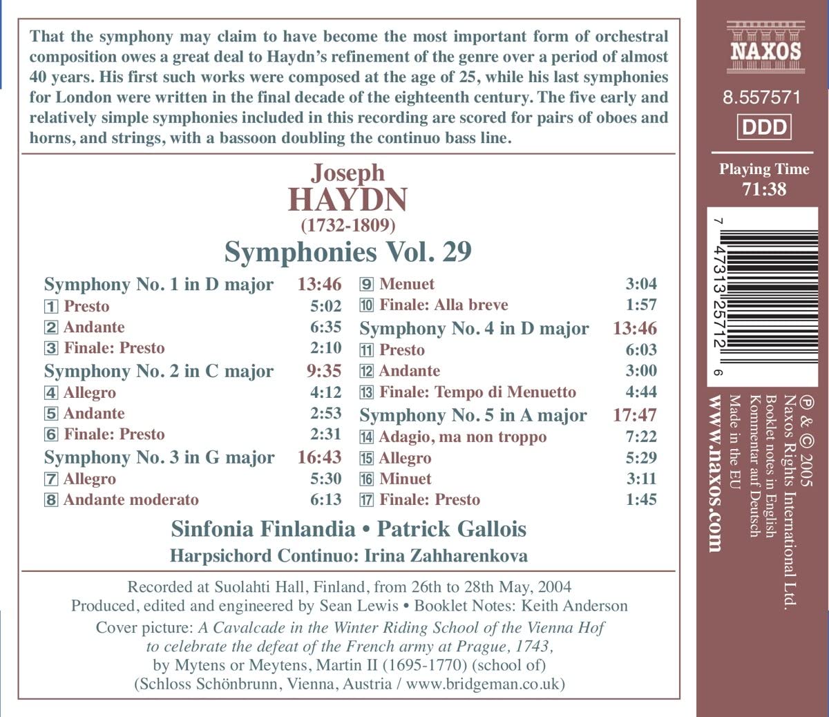 HAYDN: Symphonies, Vol. 29 - Nos. 1, 2, 3, 4, 5 - slide-1