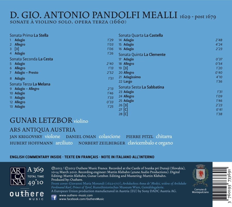 Pandolfi Mealli: Sonate à violino solo. Opera Terza - slide-1