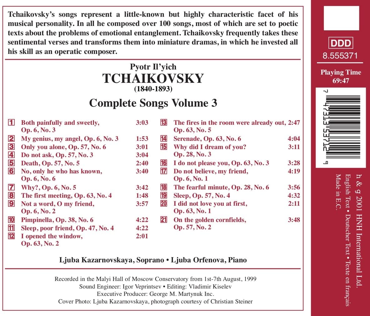 TCHAIKOVSKY: Complete Songs Vol. 3 - slide-1
