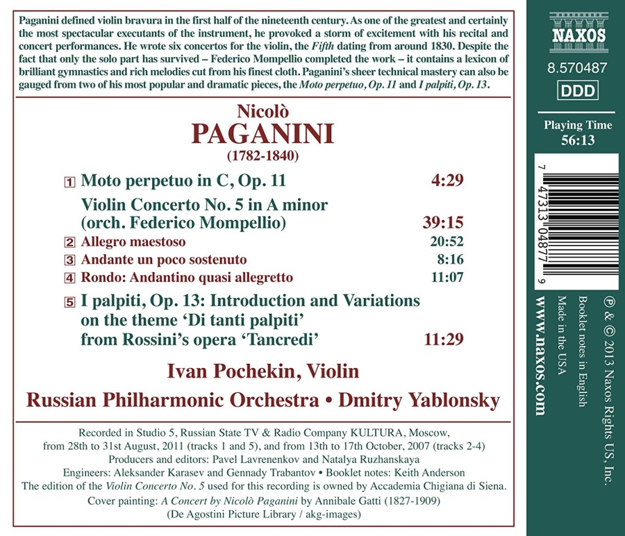 Paganini: Violin Concerto No. 5, Moto perpetuo in C, I palpiti - slide-1