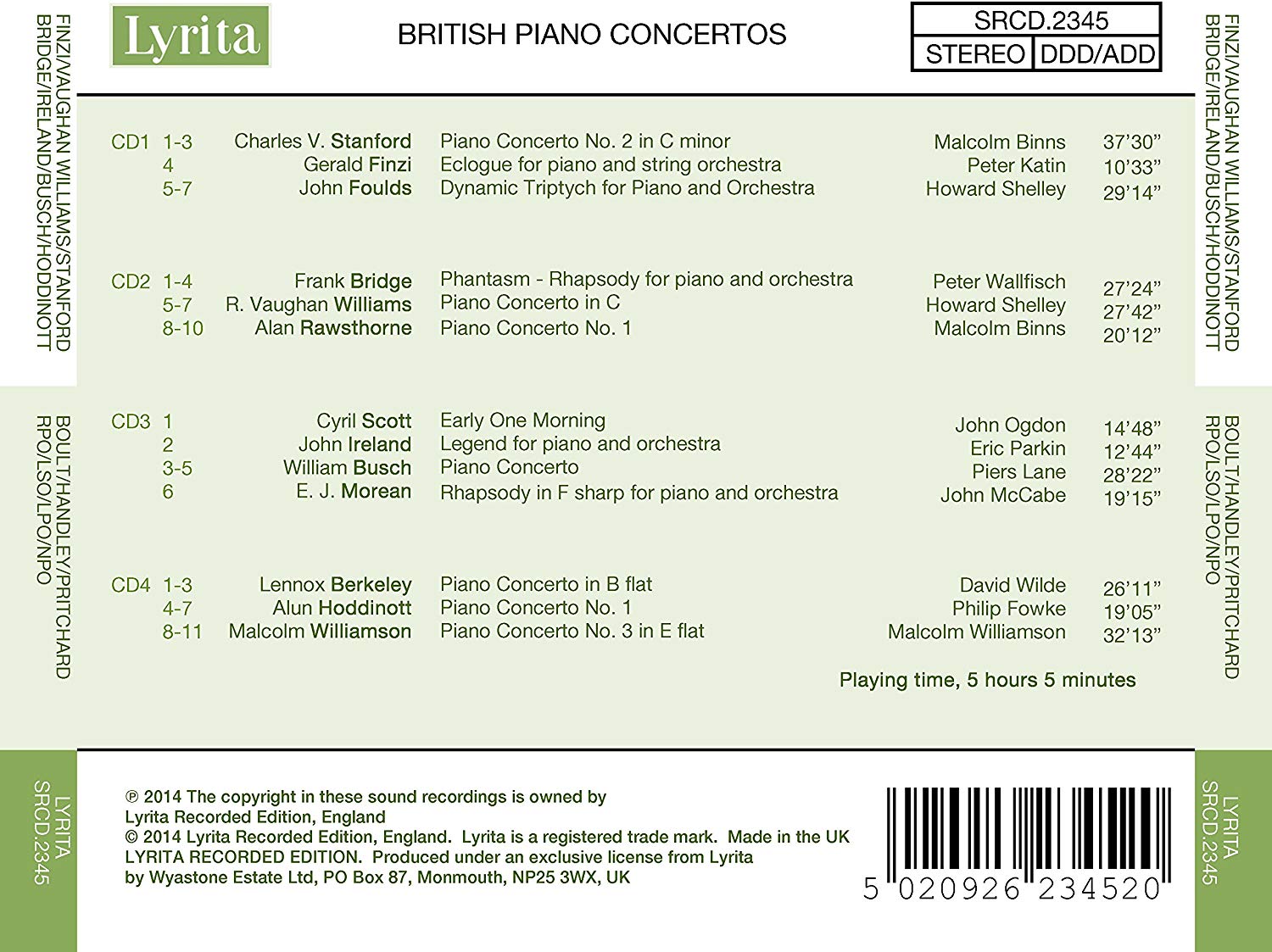British Piano Concertos - Stanford; Finzi; Bridge; Vaughan Williams; Rawsthorne; Ireland; Moeran; ... - slide-1