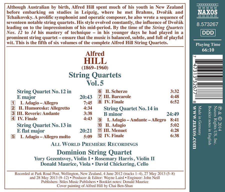 Hill: String Quartets Vol. 5 - Nos. 12, 13, 14 - slide-1