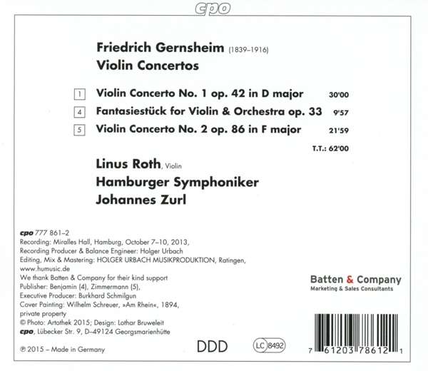 Gernsheim: Violin Concertos 1 & 2, Fantasiestück op. 33 - slide-1