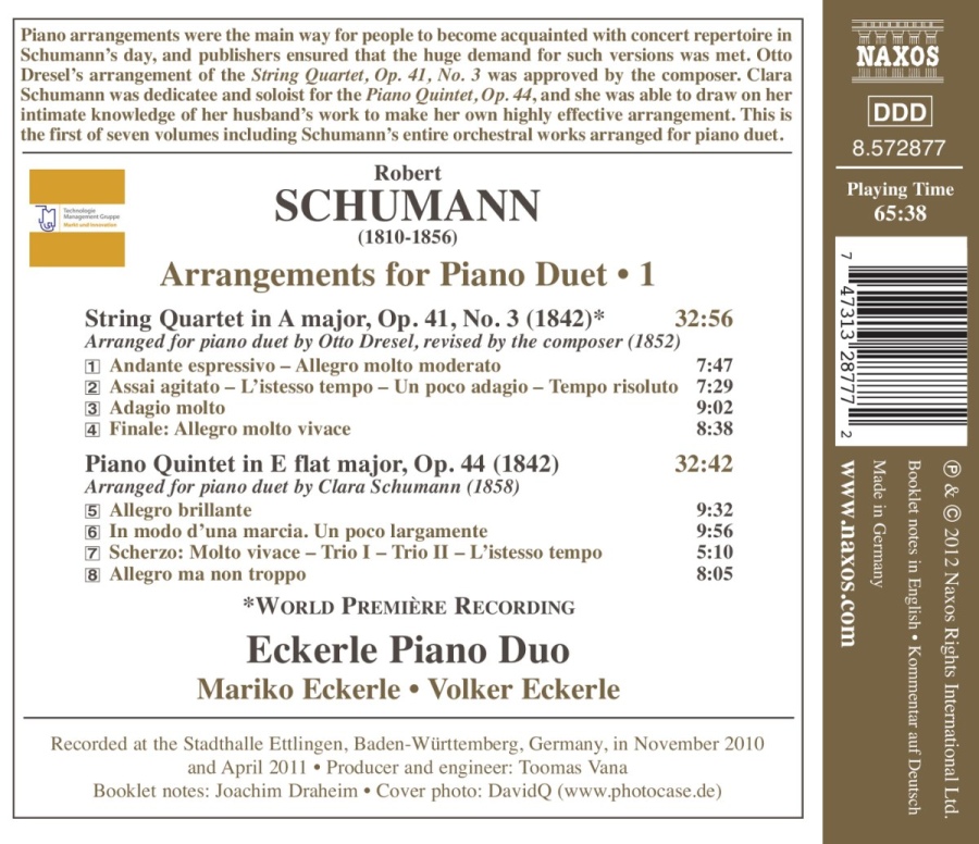 Schumann: Arrangements for Piano Duet 1 - String Quartet & Piano Quintet - slide-1