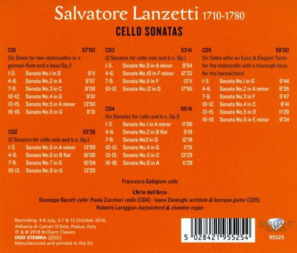 Lanzetti: Cello Sonatas - slide-1