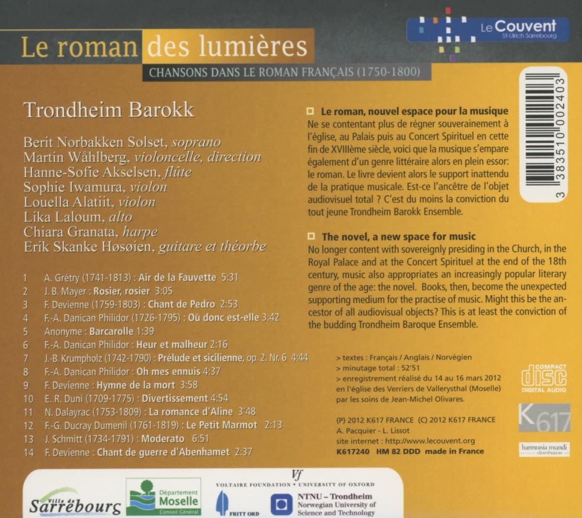 Le roman des lumières - Grétry, Devienne, Philidor, ... - slide-1