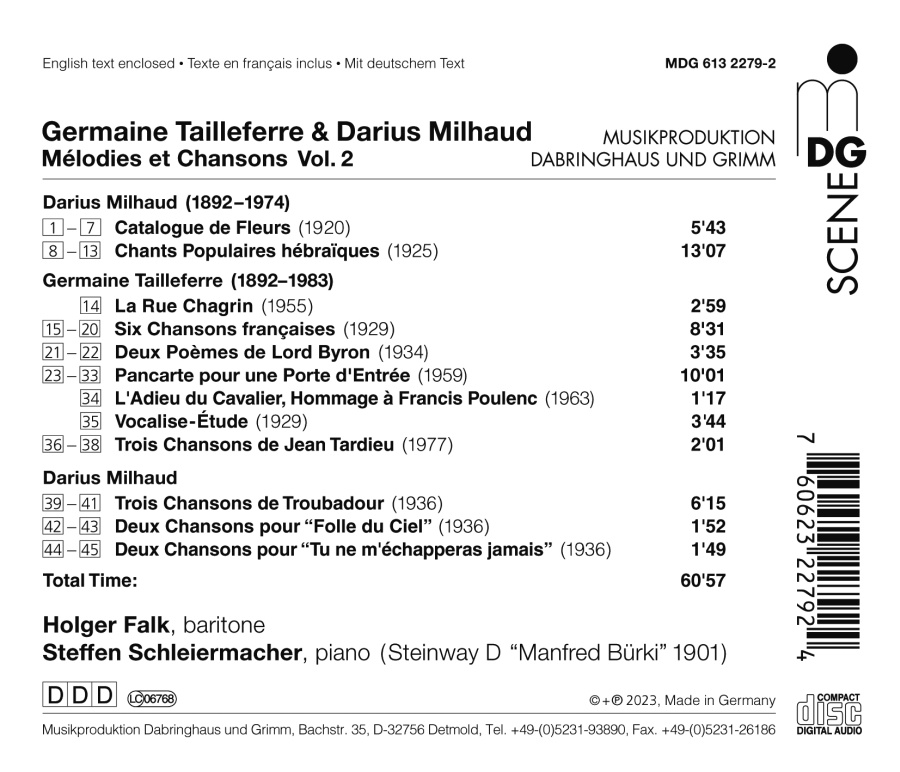 Tailleferre & Milhaud: Mélodies et chansons Vol. 2 - slide-1