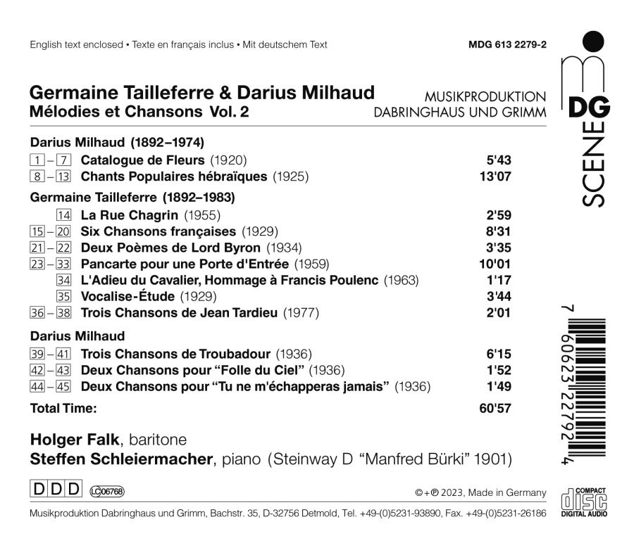 Tailleferre & Milhaud: Mélodies et chansons Vol. 2 - slide-1