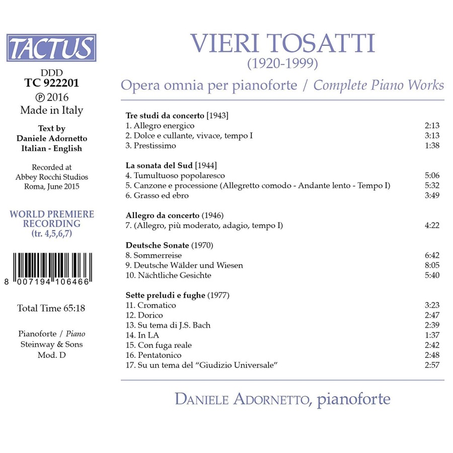 Tosatti: Complete Piano Works - slide-1