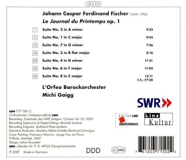 Fischer J.C.F. - Le Journal du Printemps - Orchestral Suites - slide-1