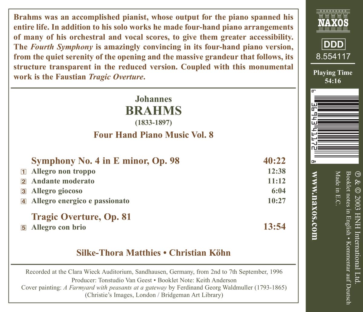 BRAHMS: Four Hand Piano Music vol. 8 - slide-1