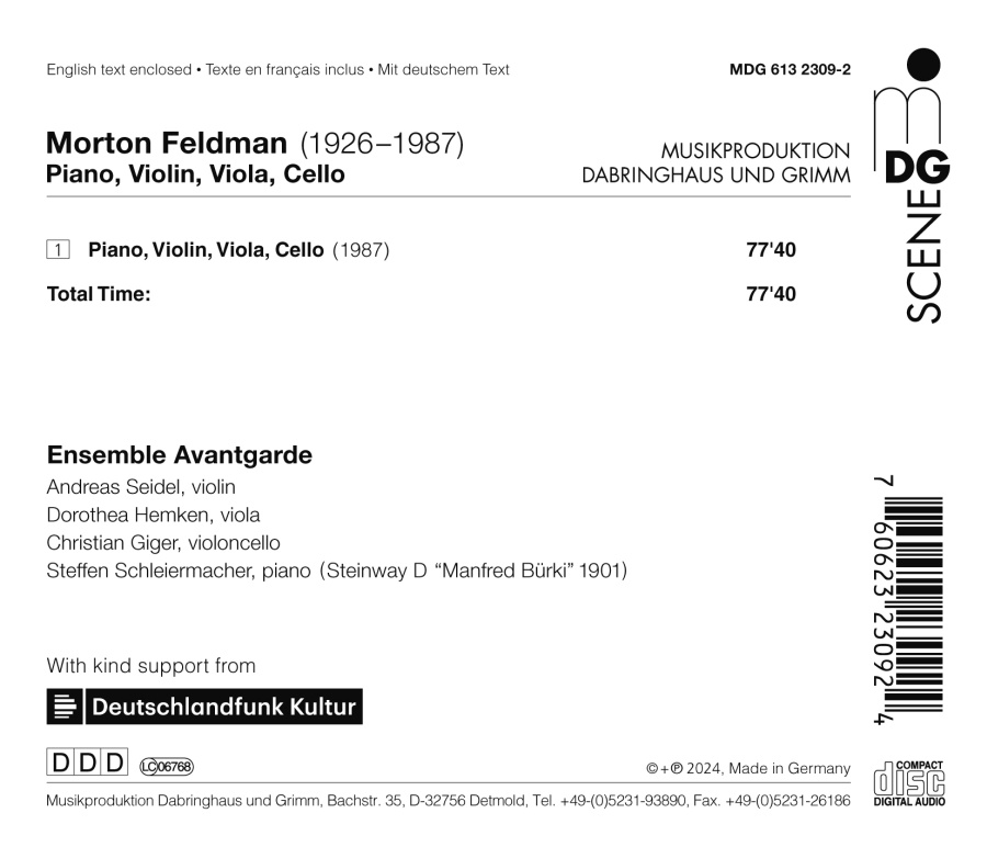 Feldman: Piano, Violin, Viola, Cello - slide-1