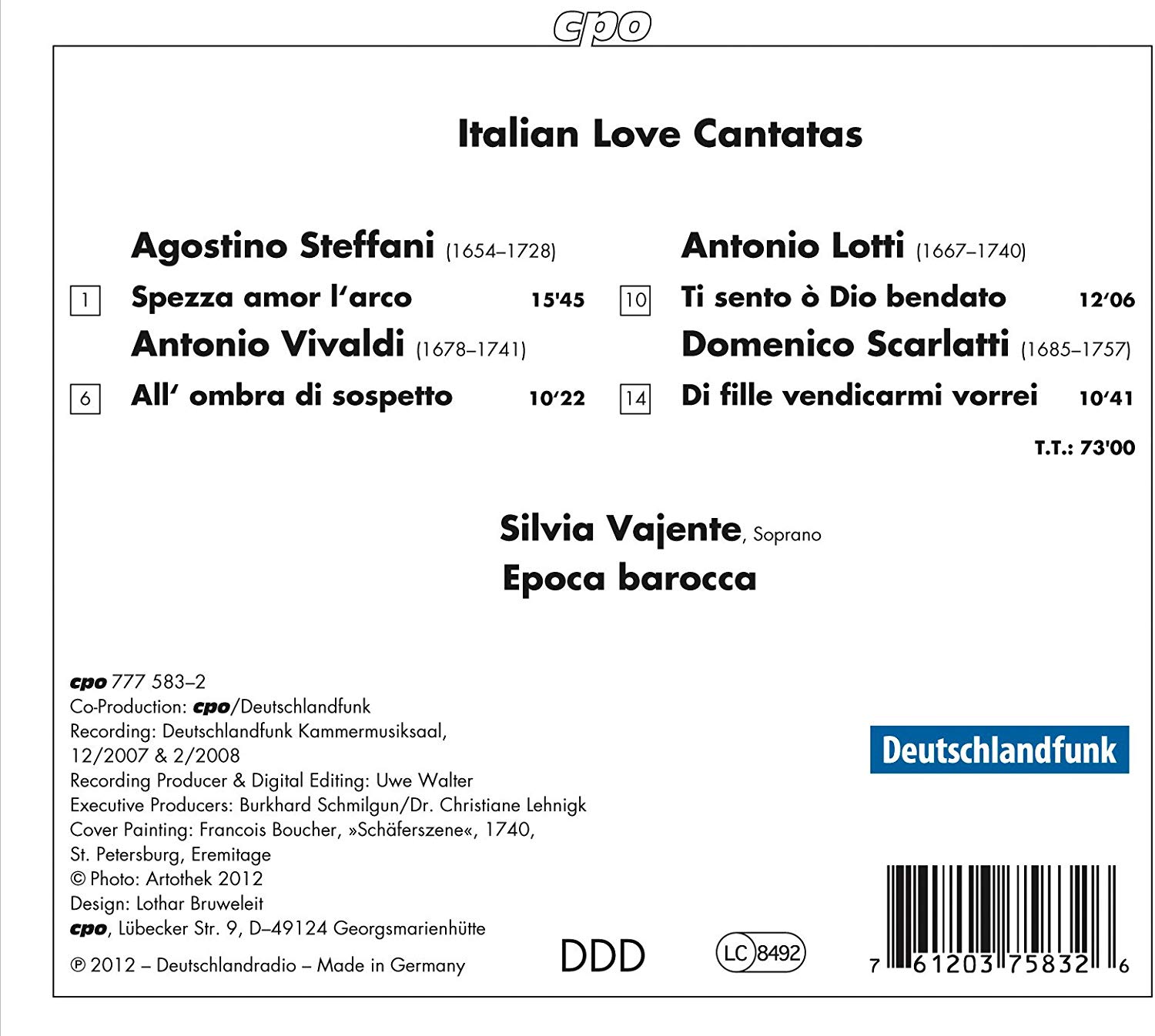 Italian Love Cantatas: Vivaldi / Scarlatti / Lotti / Steffani - slide-1