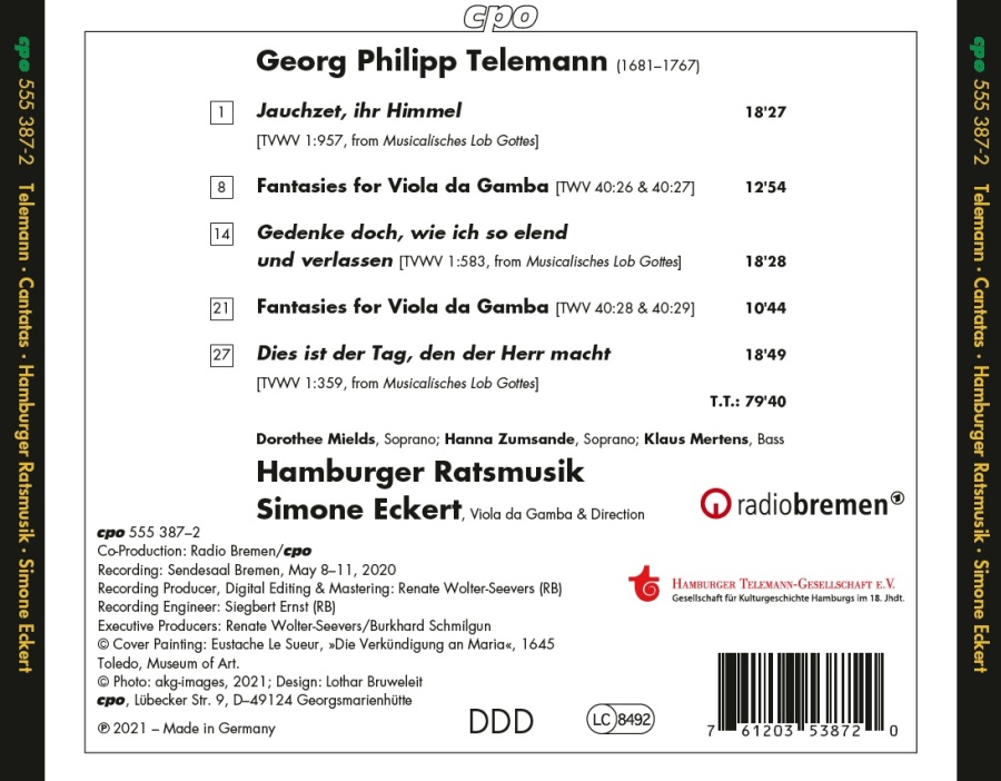 Telemann: Musicalisches Lob Gottes - Cantatas; Fantasies for Viola da Gamba - slide-1