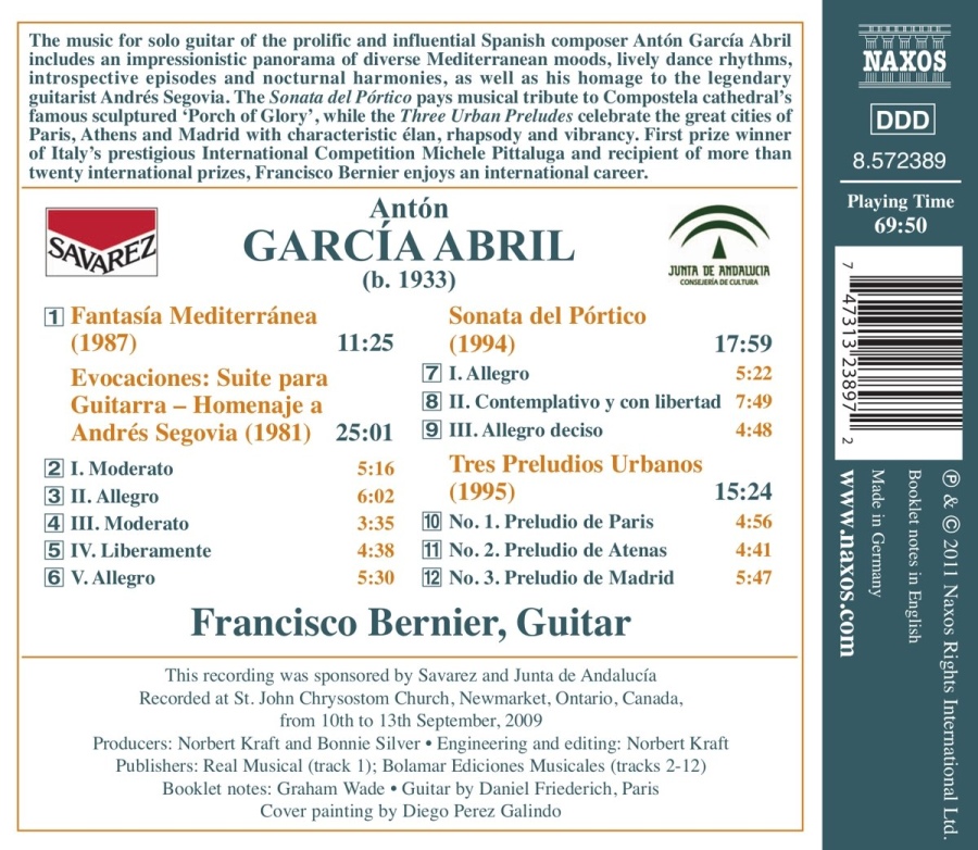 Garcia Abril: Guitar Music - Fantasia Mediterranea, Evocaciones, Sonata del Portico, 3 Preludios Urbanos - slide-1