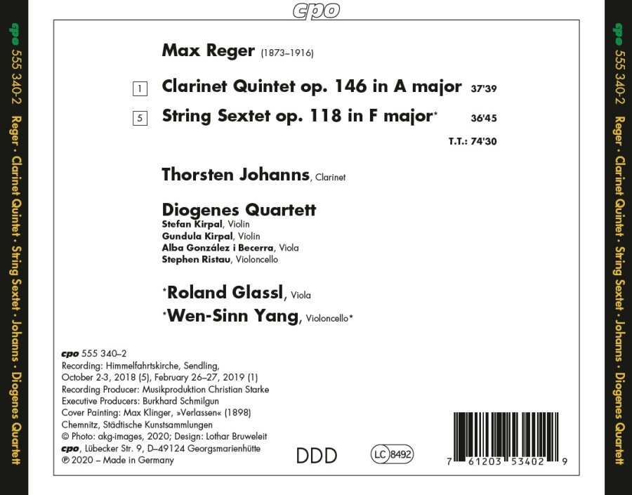 Reger: Clarinet Quintet; String Sextet - slide-1