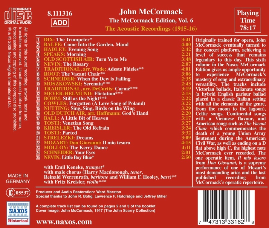 McCormak Edition Vol. 6 - The Acoustic Recordings / 8.111316 - slide-1