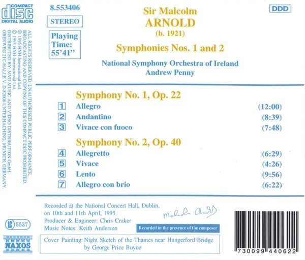 ARNOLD: Symphonies nos. 1 & 2 - slide-1