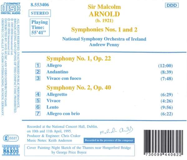 ARNOLD: Symphonies nos. 1 & 2 - slide-1