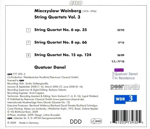 Weinberg: String Quartets Vol. 3: Nos. 6, 8 & 15 - slide-1