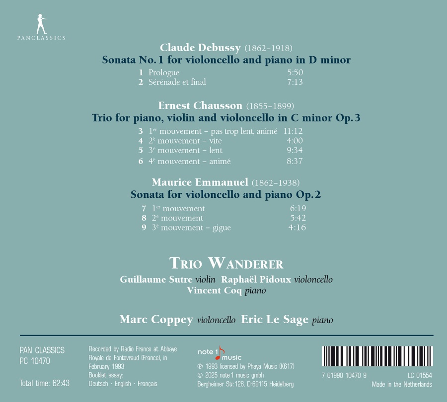 Chausson: Piano Trio; Debussy & Emmanuel: Cello Sonatas - slide-1