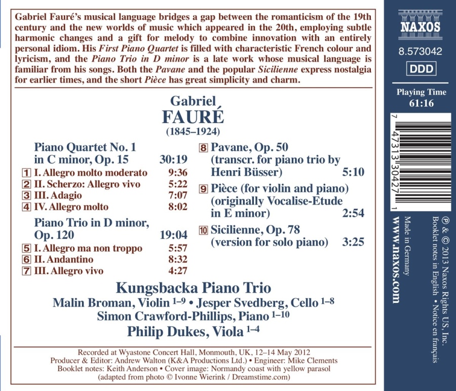Fauré: Piano Quartet No. 1, Piano Trio, Pavane, Pièce, Sicilienne - slide-1
