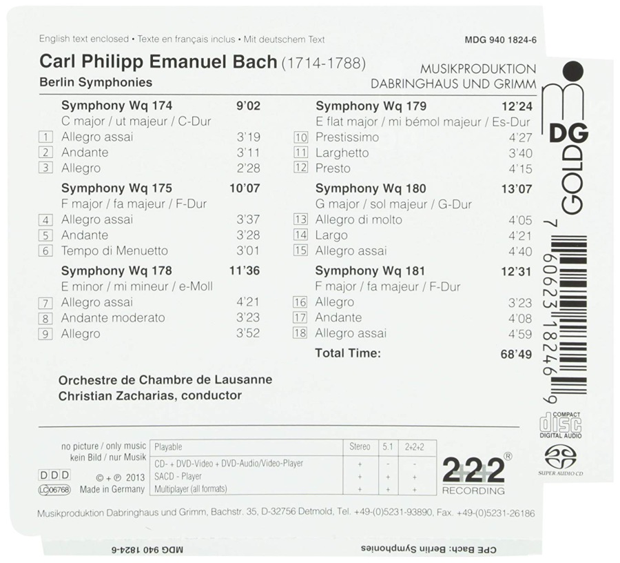 Bach, C.P.E.: Berlin Symphonies Wq 174, 175, 178-181 - slide-1