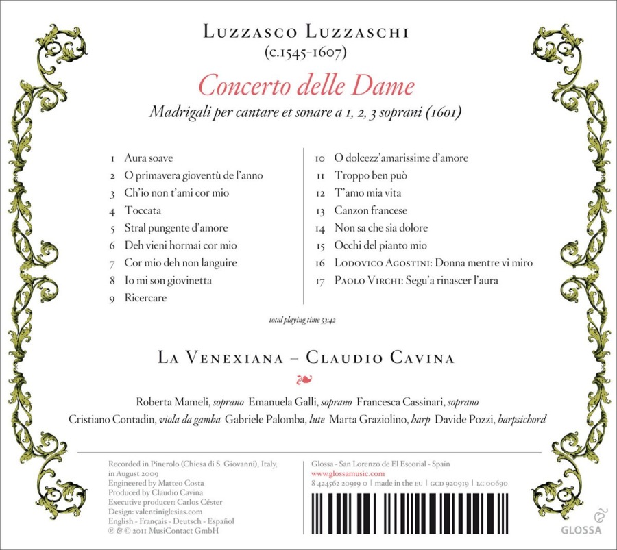 Luzzaschi: Concerto delle Donne (Madrigali a 1, 2, 3 soprani) - slide-1