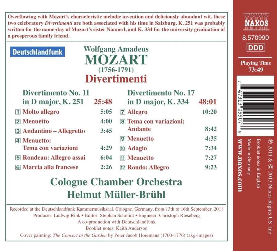 Mozart: Divertimenti Nos. 11 & 17 - slide-1