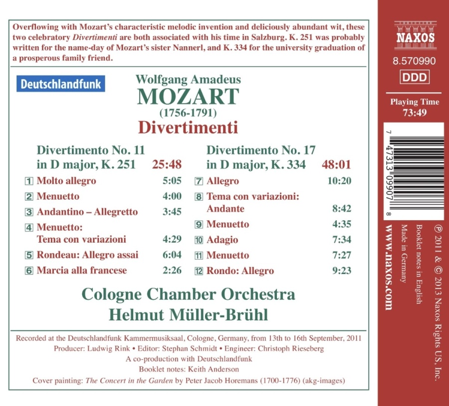 Mozart: Divertimenti Nos. 11 & 17 - slide-1