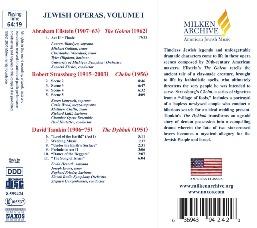 ELLENSTEIN / STRASSBURG / TAMKIN- Scenes from Jewish Operas, Vol 1 - slide-1