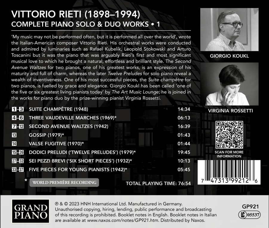 Rieti: Complete Piano Solo & Duo Works Vol. 1 - slide-1