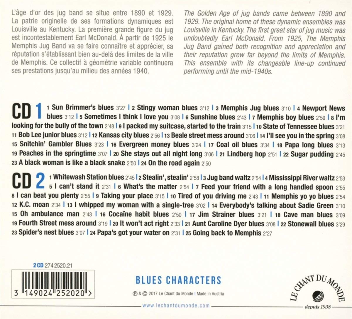 Blues Characters - The Memphis Jug Band: Cocaine Habit Blues - slide-1