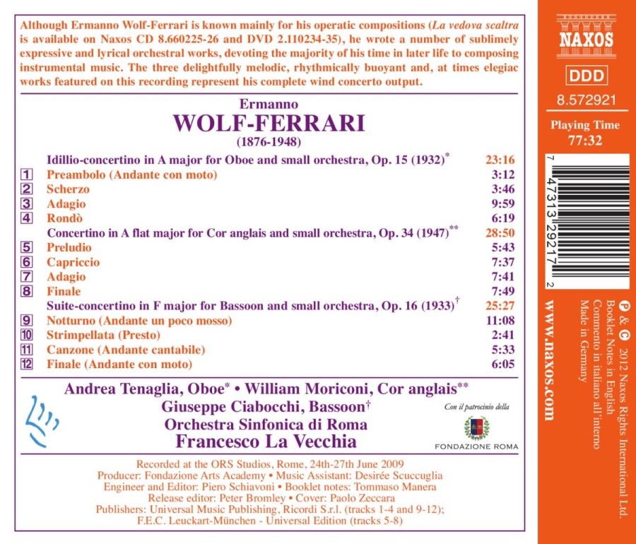 Wolf-Ferrari: Wind Concertos - obój, rożek angielski, fagot - slide-1