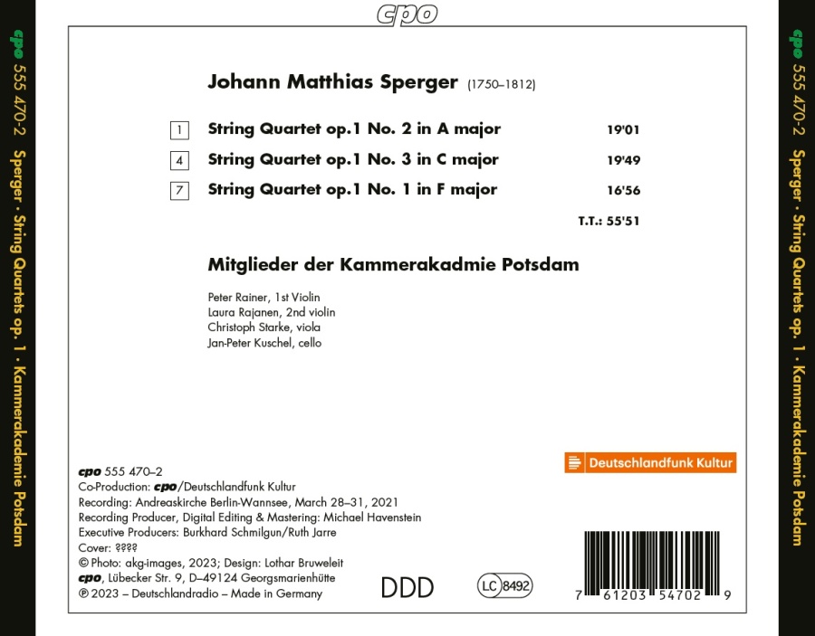 Sperger: String Quartets op. 1 - slide-1