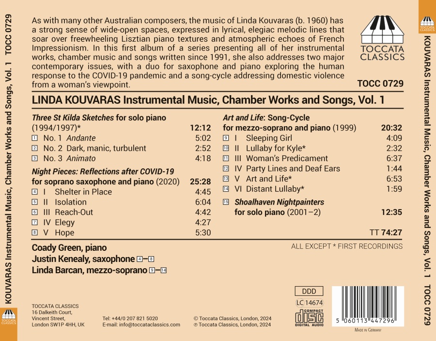 Kouvaras: Instrumental Music, Chamber Works and Songs Vol. 1 - slide-1