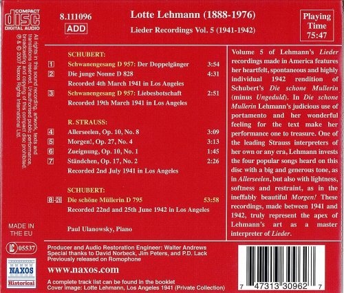 LEHMANN Lotte - Lieder Recordings Vol. 5 - slide-1
