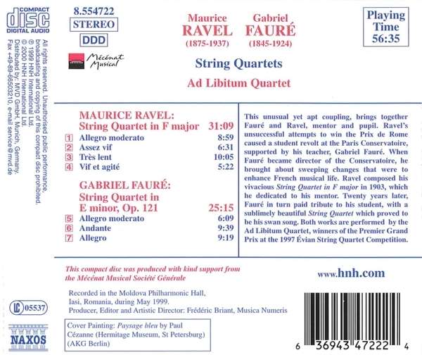 FAURÉ / RAVEL: String Quartets - slide-1