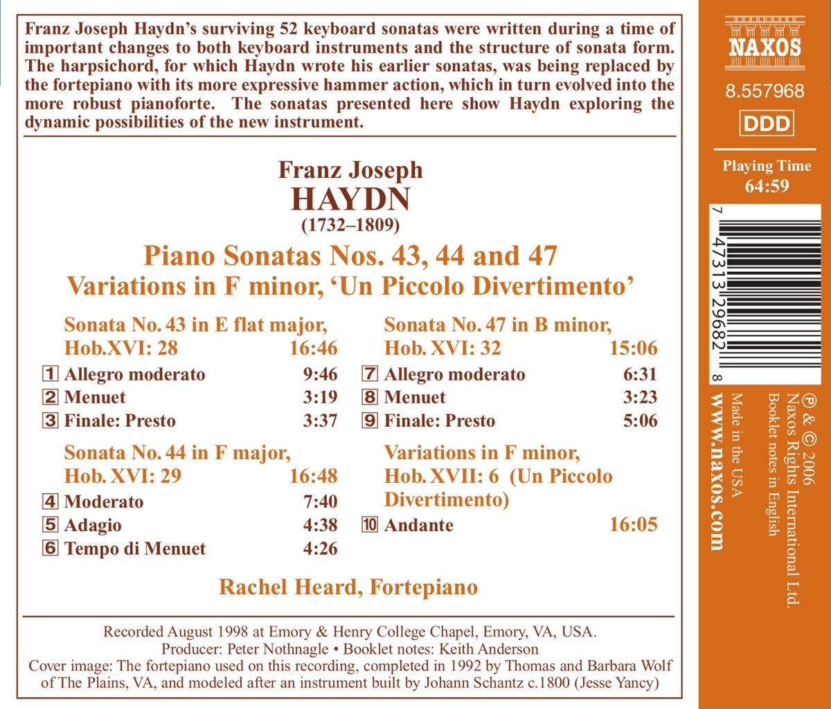 HAYDN: Piano sonatas 43, 44 & 47 - slide-1