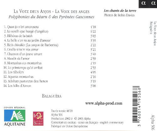 Balaguèra ‎– La Votz deus Anjos - La voix des Anges (Polyphonies du Béarn & des Pyrénées Gasconnes) - slide-1