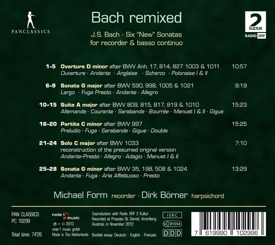 Bach remixed - J.S. Bach: Six "New" Sonatas for recorder & basso continuo - slide-1