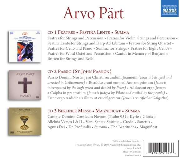 PART: Fratres / St. John Passion / Berliner Messe (3CD) - slide-1