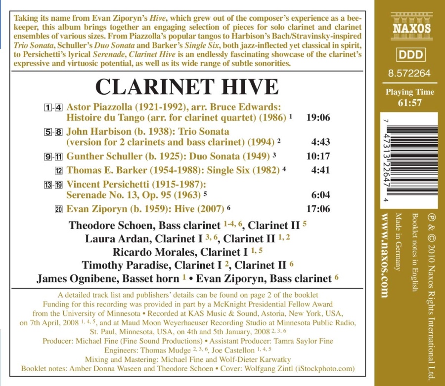 Piazzolla / Harbison / Schuller / Barker / Persichetti / Ziporyn: Clarinet Hive - slide-1