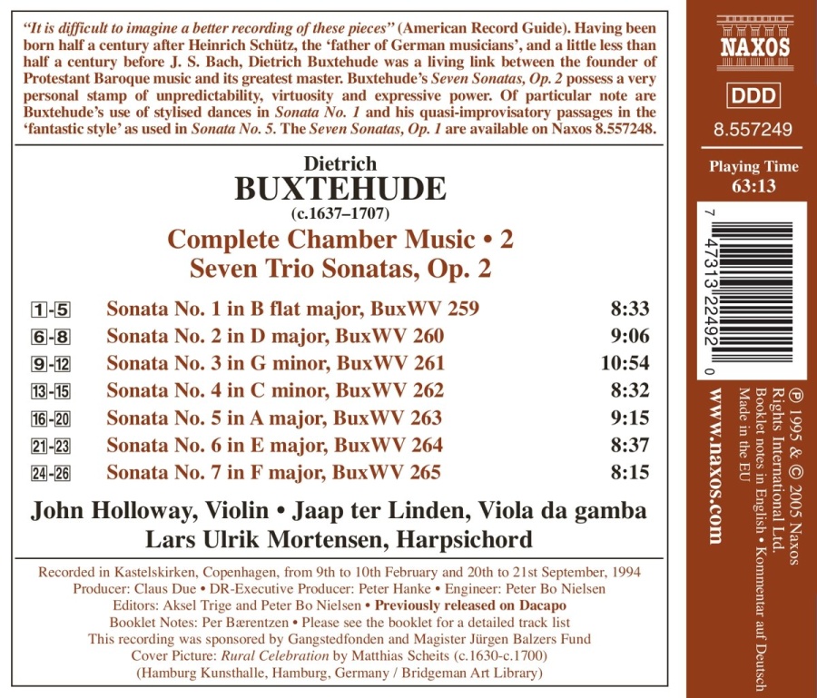 BUXTEHUDE: Chamber Music (Complete), Vol. 2 - 7 Trio Sonatas, Op. 2 - slide-1