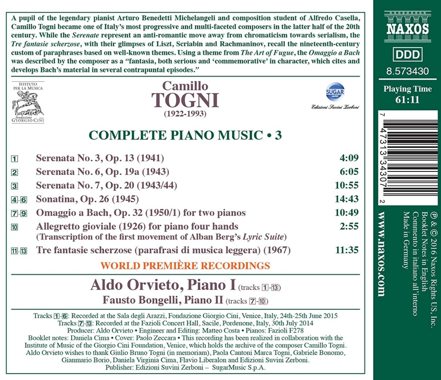 Togni: Complete Piano Music Vol. 3 - slide-1