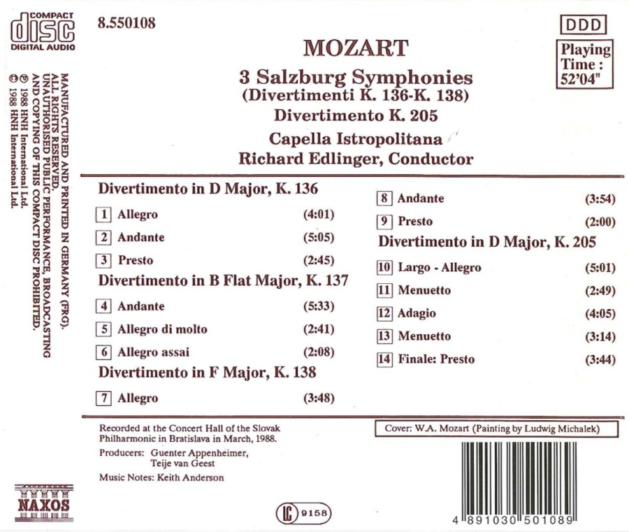 Mozart: Divertimentos K. 136-138&205 - slide-1