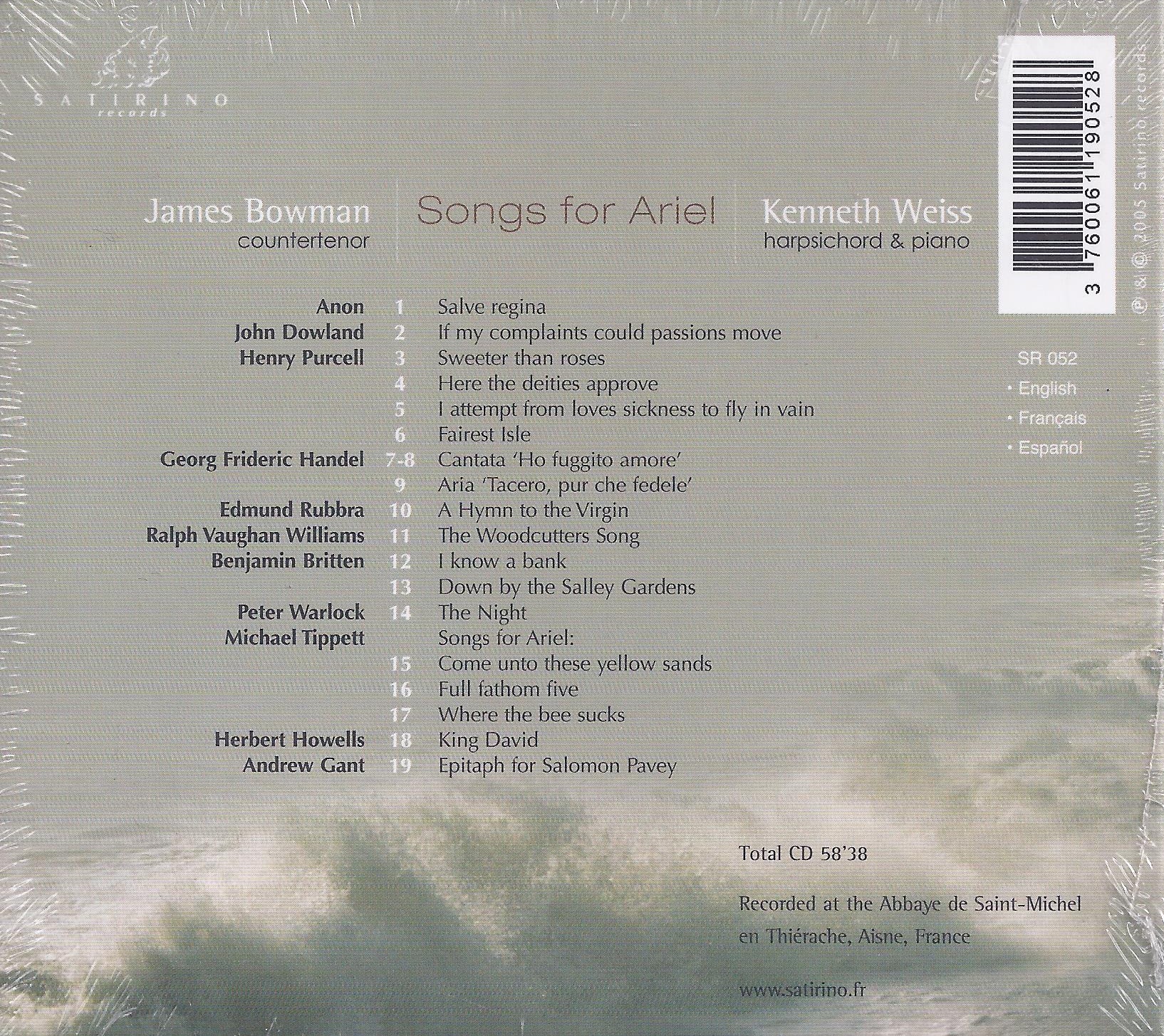 James Bowman - Songs for Ariel - slide-1