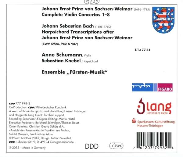 Prinz von Sachsen-Weimar: The Complete Violin Concertos, Bach: Harpsichord Transcriptions - slide-1